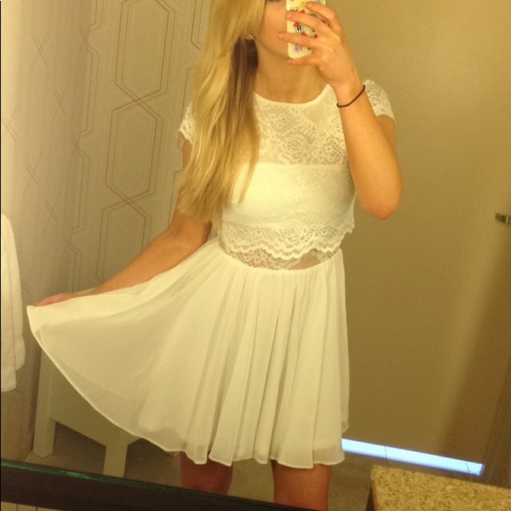 ASOS Lace Crop Top Mini Skater Dress